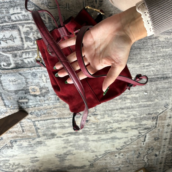 Elizabeth and James Cynnie suede Bucket Bag maroon red - Picture 8 of 16